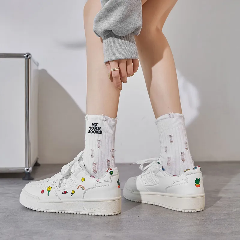 Georgina Goodman White Sneakers Lightweight, Breathable, And Slip Resistant Low Top Skateboard Shoes Women's-4