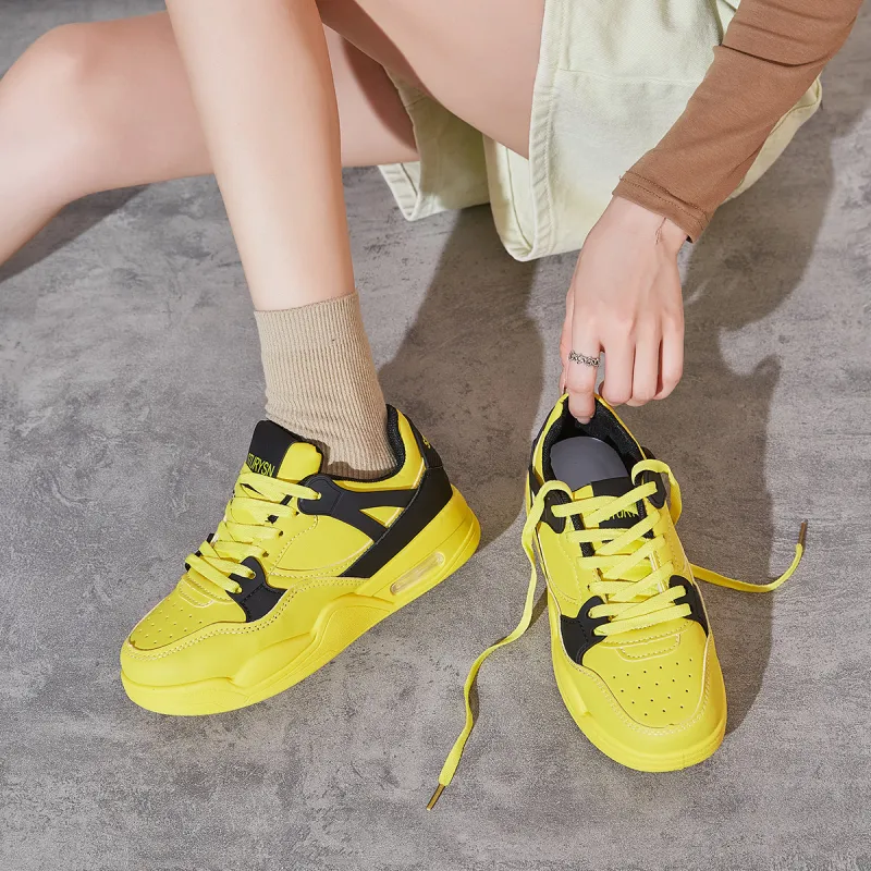 Georgina Goodman Non slip Lightweight Low Top Skateboard Shoes Women's Yellow-1