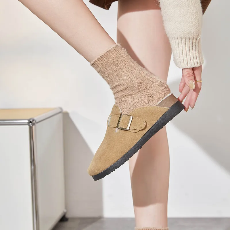 Georgina Goodman Abrasion Resistant Slip Resistant Fleece Lined Closed Toe Slippers Mules Women's Khaki-5