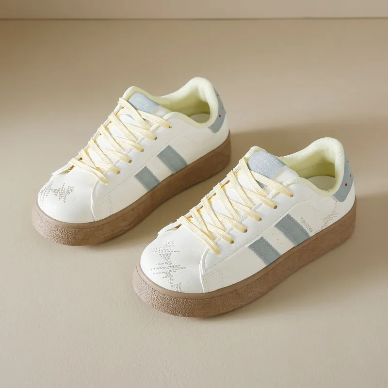Georgina Goodman Small White Shoes Anti Slip Wear Resistant Lightweight Breathable Low Top Skateboard Shoes Women's-31