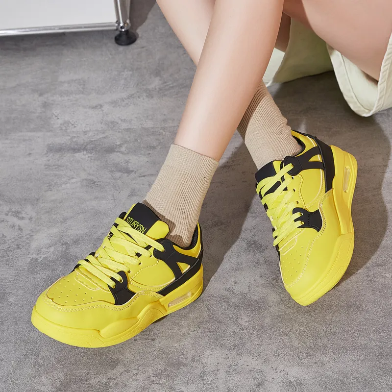 Georgina Goodman Non slip Lightweight Low Top Skateboard Shoes Women's Yellow-3