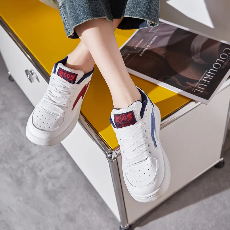 Georgina Goodman Lightweight And Breathable Low-Top Skateboard Shoes Women's White Blue Red-1