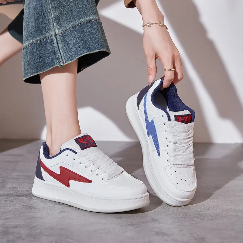 Georgina Goodman Lightweight And Breathable Low-Top Skateboard Shoes Women's White Blue Red-4