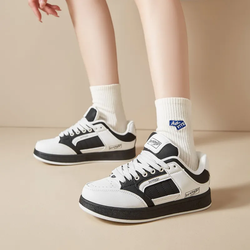 Georgina Goodman Anti-Slip Wear-Resistant Low-Top Skateboard Shoes Women's White Black-3