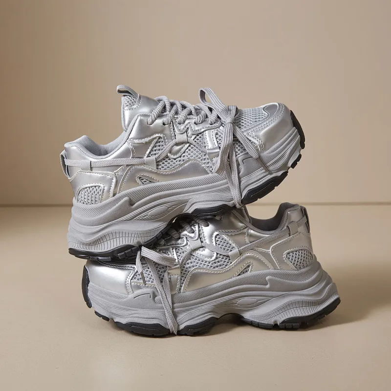 Georgina Goodman Low Top Chunky Sneakers Women's Silver-2