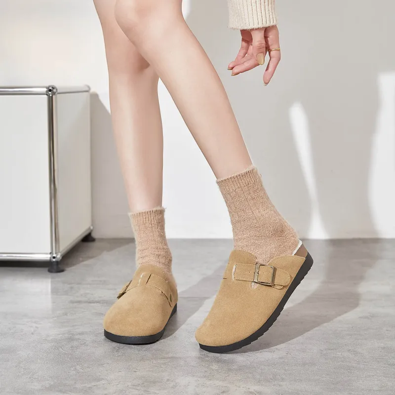 Georgina Goodman Abrasion Resistant Slip Resistant Fleece Lined Closed Toe Slippers Mules Women's Khaki-4