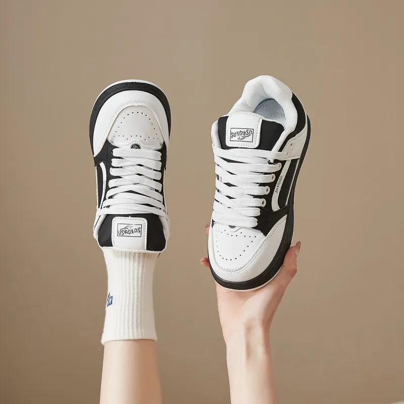 Georgina Goodman Anti-Slip Wear-Resistant Low-Top Skateboard Shoes Women's White Black-2