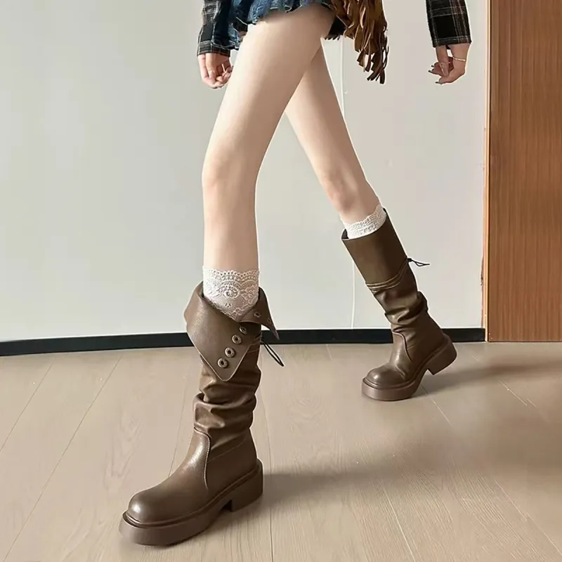 SAFIYA Knee high Boots Women's Black/Brown-12