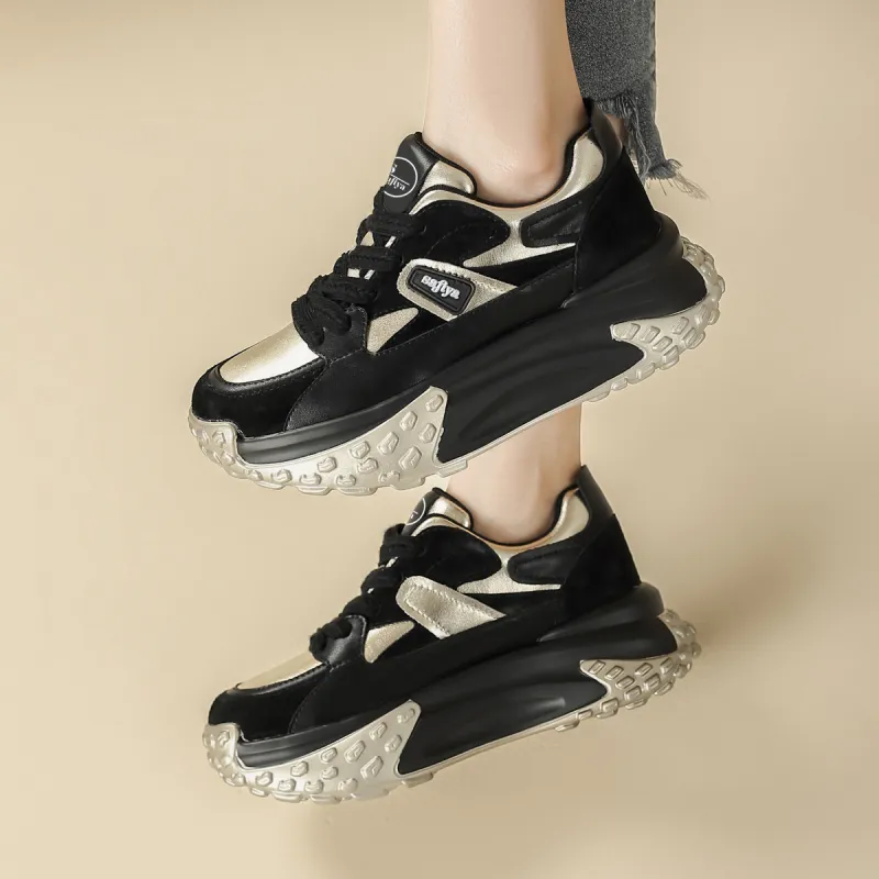 Safiya Wear Resistant Support Height Increasing Low Top Chunky Sneakers Women's-5