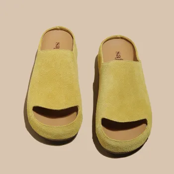 SAFIYA Slide Slippers Women's Mustard Green/Lemon Yellow