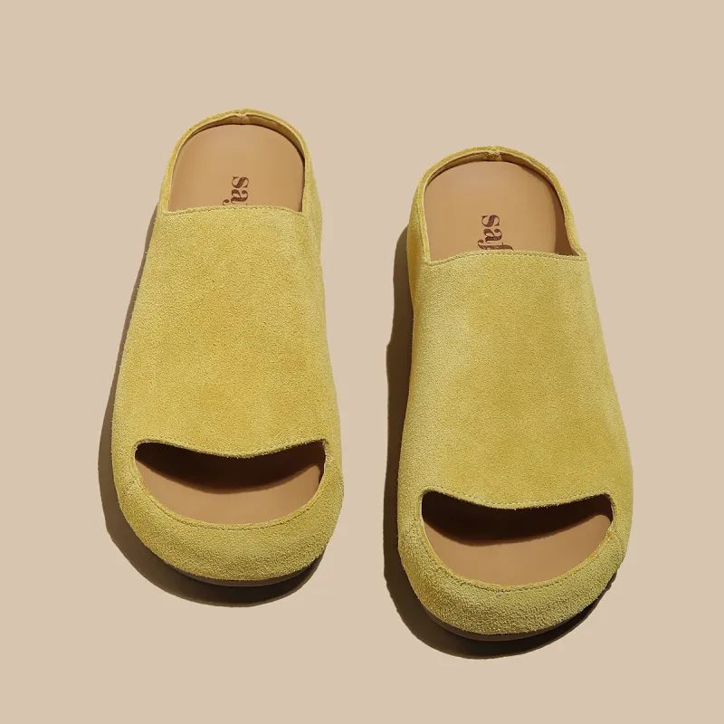 SAFIYA Slide Slippers Women's Mustard Green/Lemon Yellow-1
