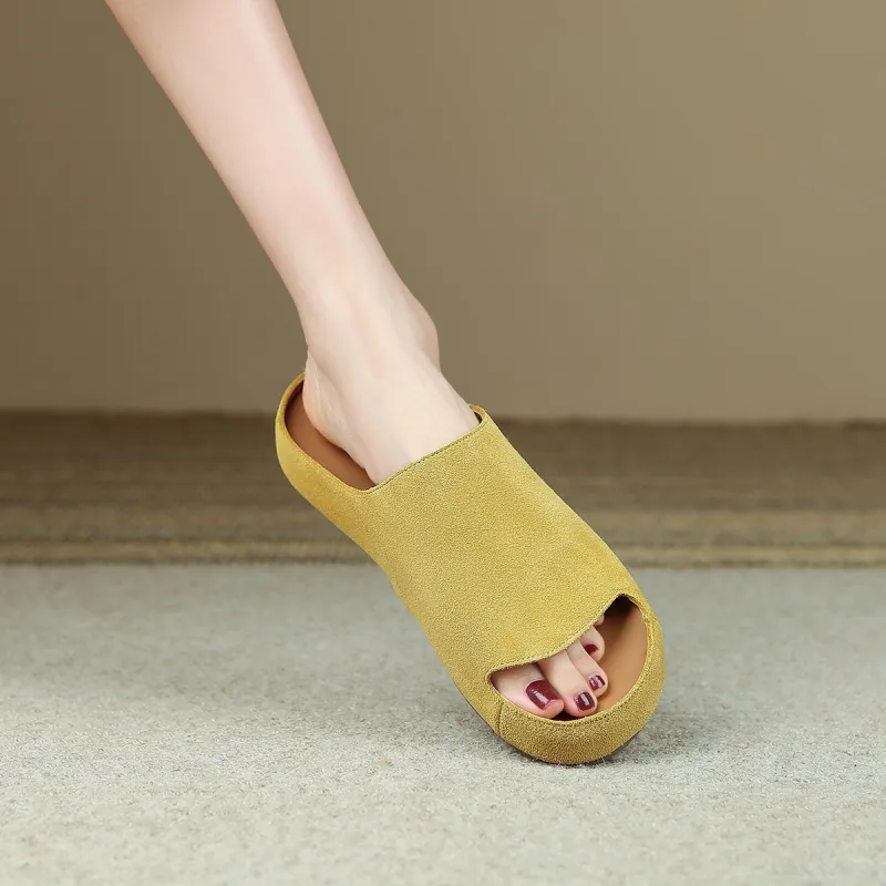 SAFIYA Slide Slippers Women's Mustard Green/Lemon Yellow-4