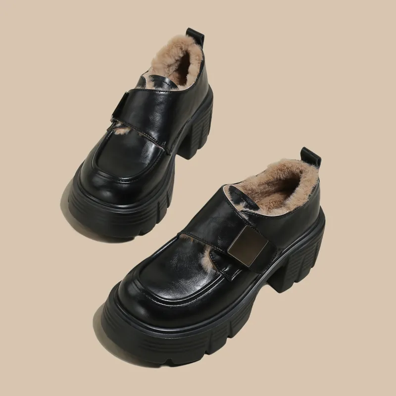 SAFIYA Loafers Women's Black Fleece Lined Brown Fleece Lined-2