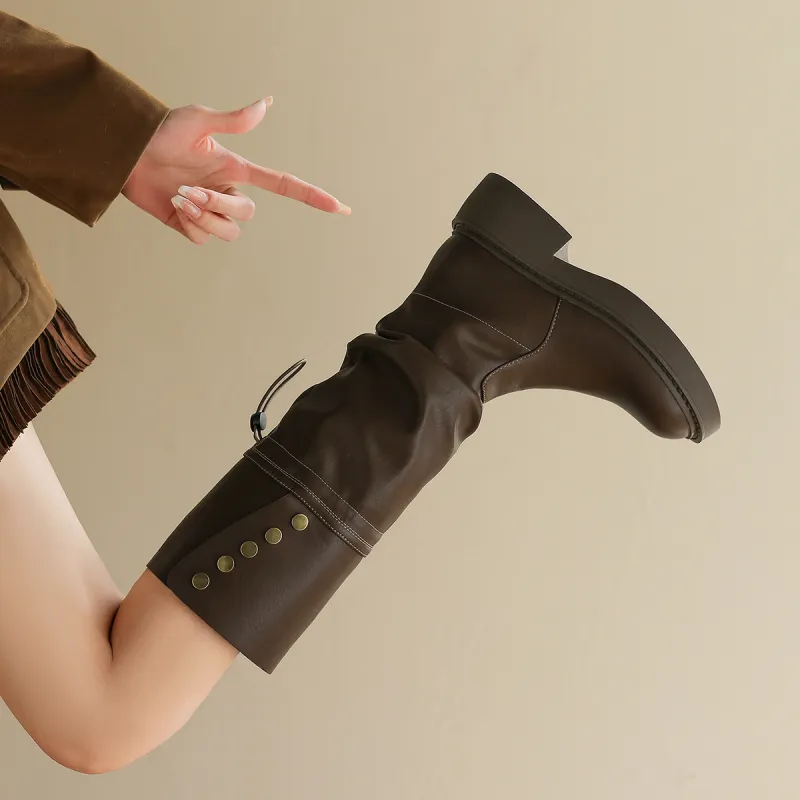 SAFIYA Knee high Boots Women's Black/Brown-13