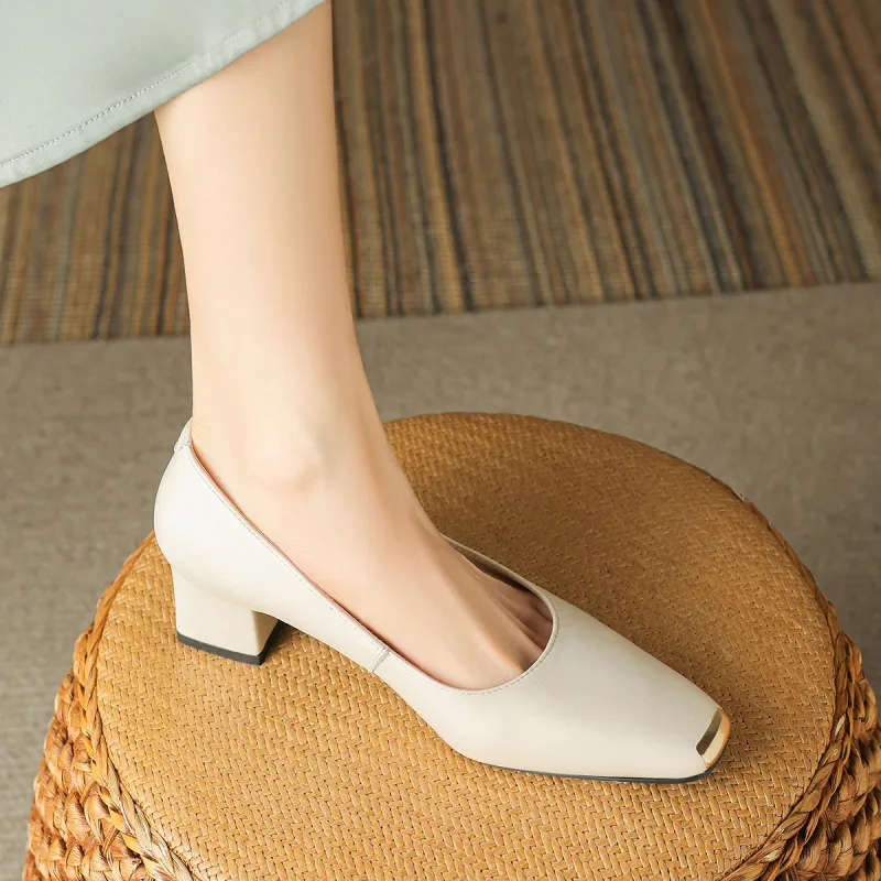 Safiya Casual Single Shoes 4.5cm Women's Beige-7