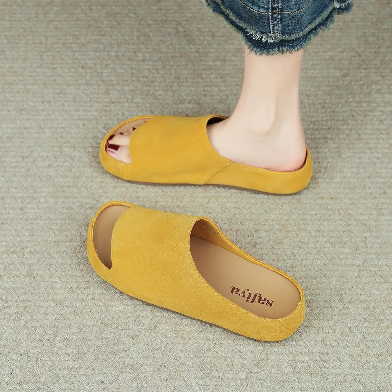 SAFIYA Slide Slippers Women's Mustard Green/Lemon Yellow-9