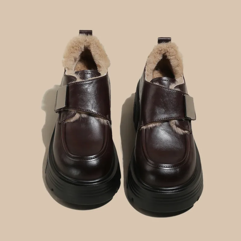 SAFIYA Loafers Women's Black Fleece Lined Brown Fleece Lined-6