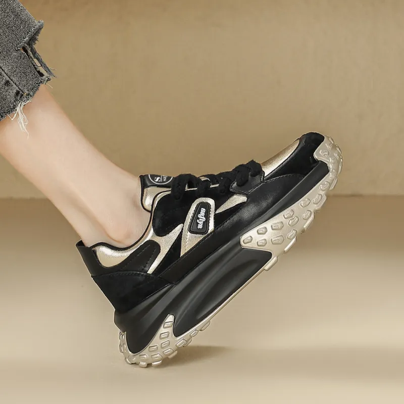 Safiya Wear Resistant Support Height Increasing Low Top Chunky Sneakers Women's-3