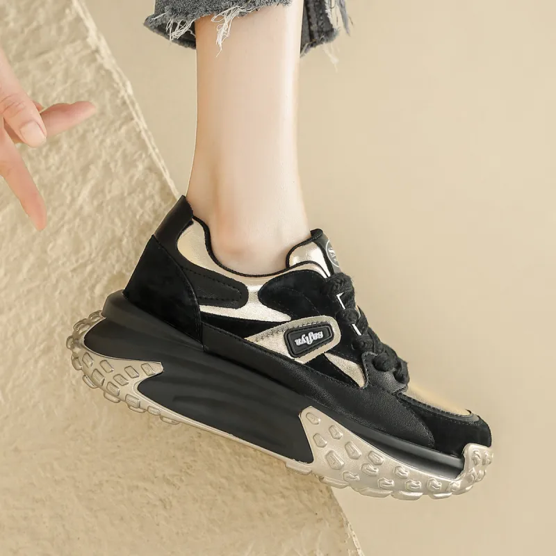 Safiya Wear Resistant Support Height Increasing Low Top Chunky Sneakers Women's-2