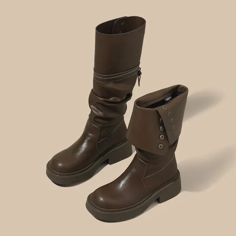 SAFIYA Knee high Boots Women's Black/Brown-9