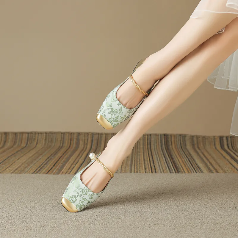 Safiya Closed Toe Slippers 4.8cm Women's Green-4