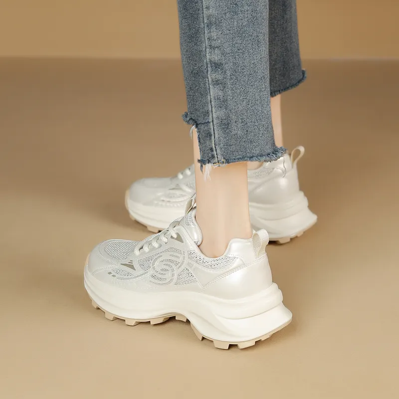 Safiya Cushioning Abrasion Resistant Lightweight Low Top Chunky Sneakers Women's-11
