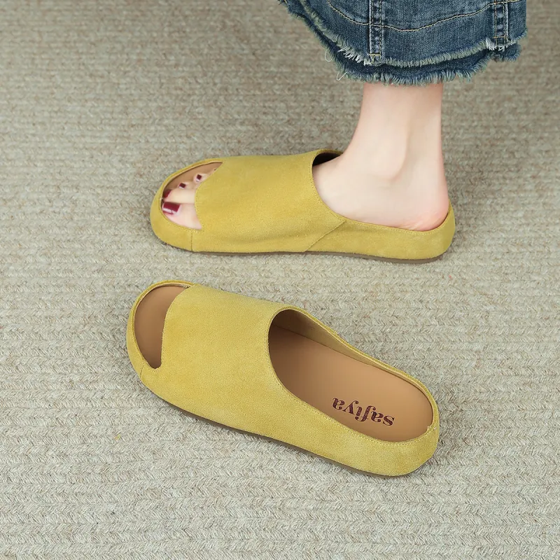 SAFIYA Slide Slippers Women's Mustard Green/Lemon Yellow-3