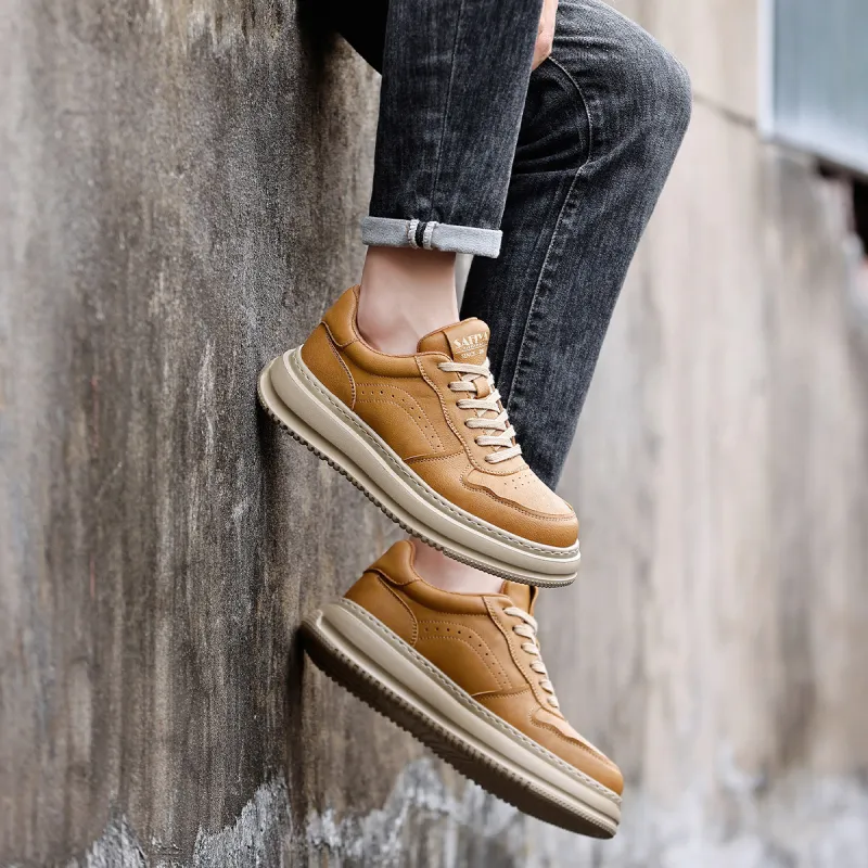 Safiya Low Top Skateboard Shoes Men's Yellow Brown-3