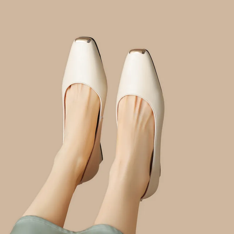 Safiya Casual Single Shoes 4.5cm Women's Beige-11