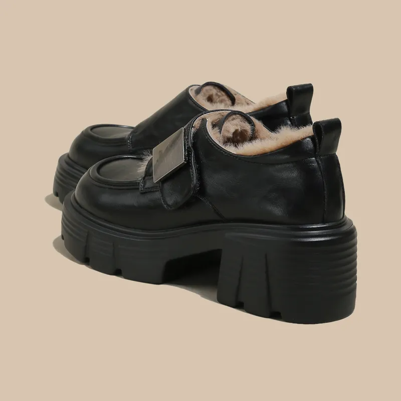 SAFIYA Loafers Women's Black Fleece Lined Brown Fleece Lined-3