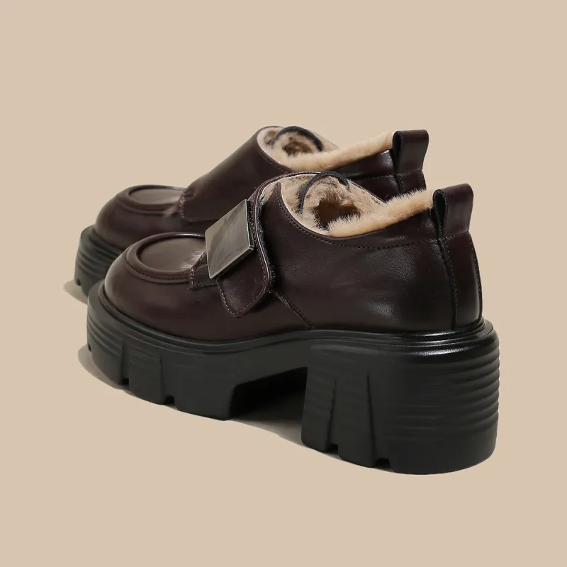 SAFIYA Loafers Women's Black Fleece Lined Brown Fleece Lined-7