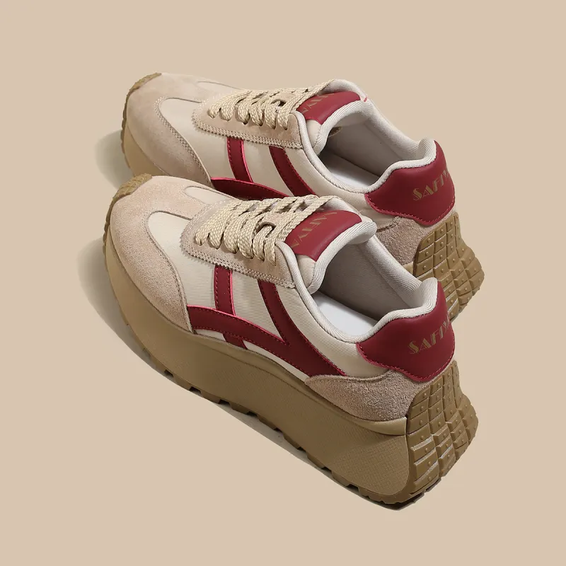 Safiya Cushioning Wear Resistant Low Top Casual Shoes Women's Khaki Red-2