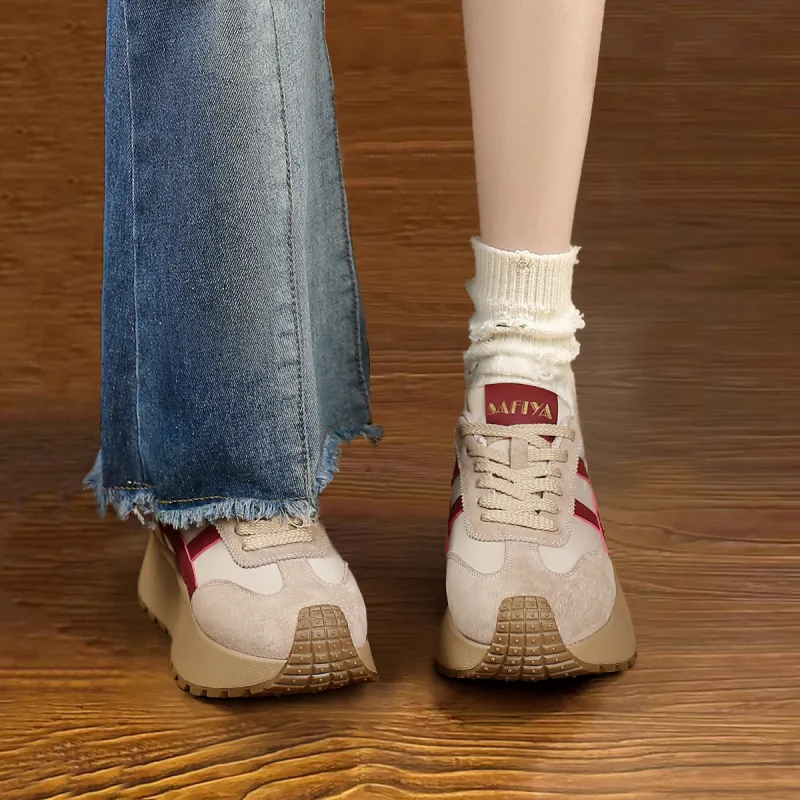 Safiya Cushioning Wear Resistant Low Top Casual Shoes Women's Khaki Red-4