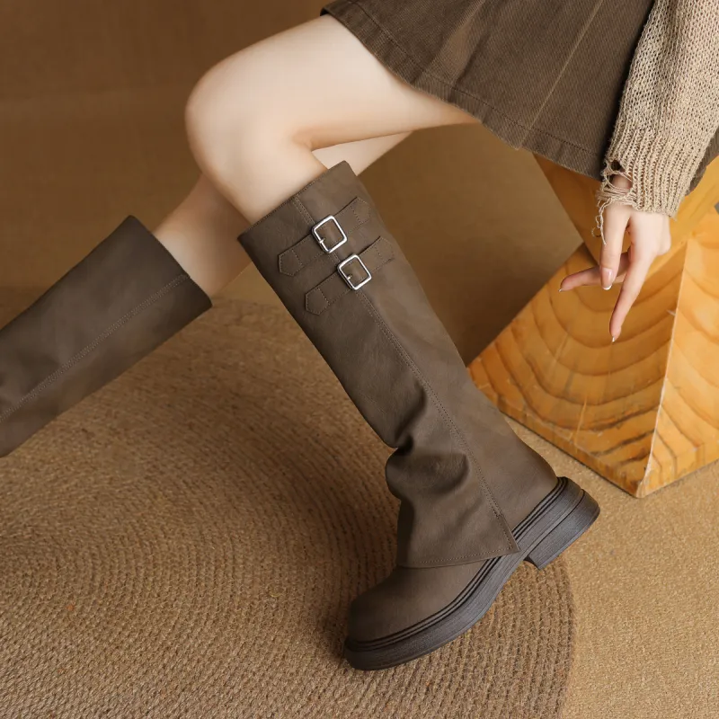 SAFIYA Knee high Boots Women's Black/Brown-12