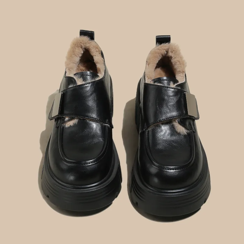 SAFIYA Loafers Women's Black Fleece Lined Brown Fleece Lined-1