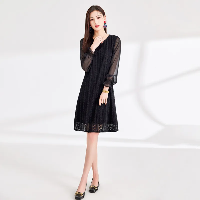 CARBAMMI Long Sleeved Dresses Women's Black-9