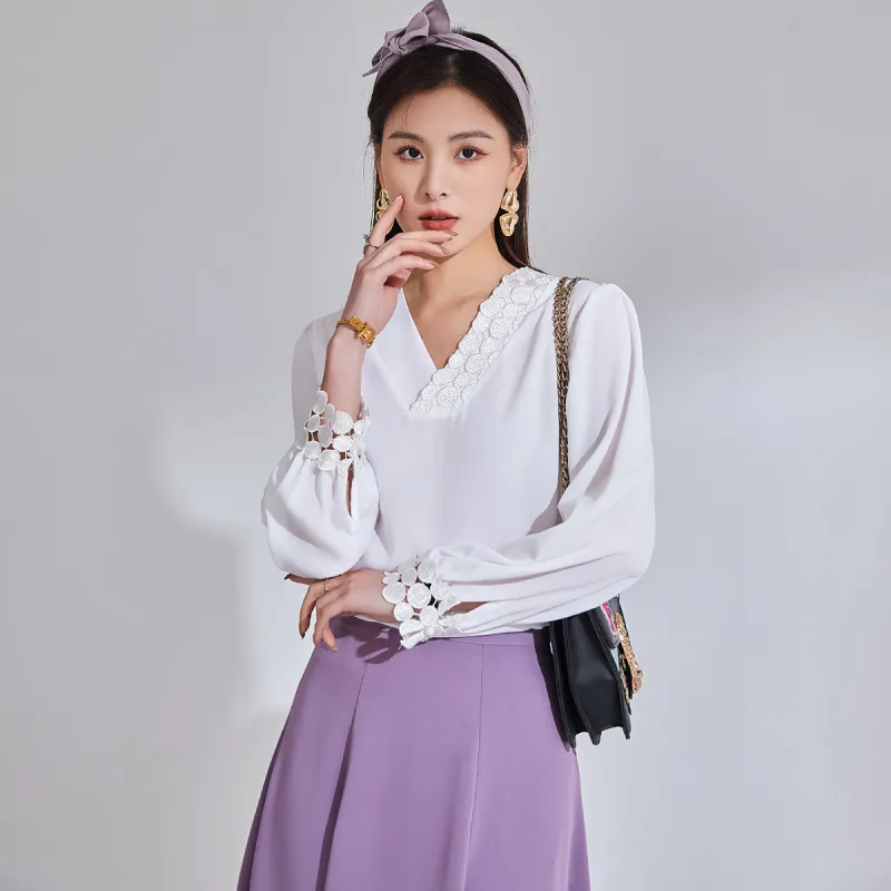CARBAMMI Chiffon Shirts Women's White-7