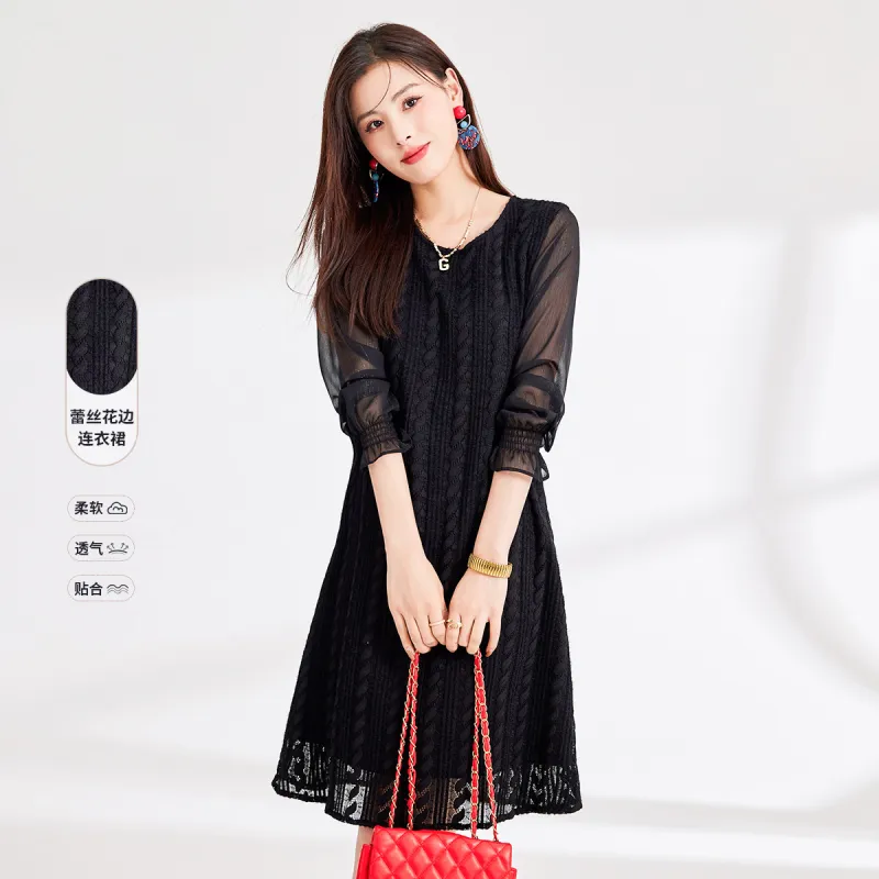 CARBAMMI Long Sleeved Dresses Women's Black-7