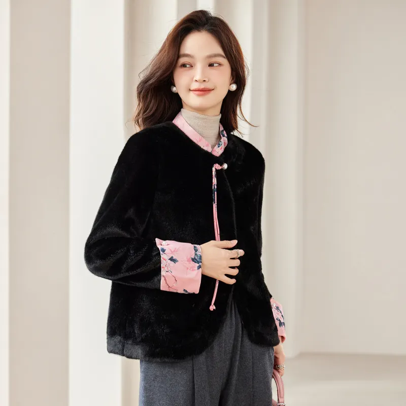 CARBAMMI Velvet feel Coat Women's Black-5