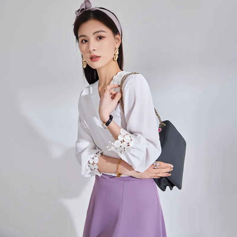 CARBAMMI Chiffon Shirts Women's White-10