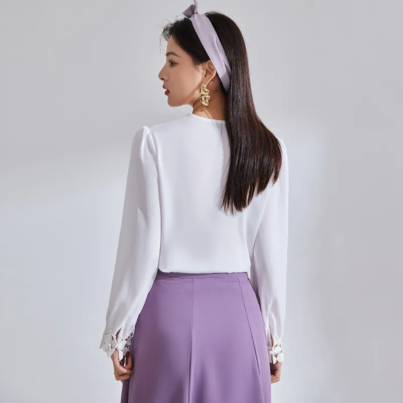 CARBAMMI Chiffon Shirts Women's White-11