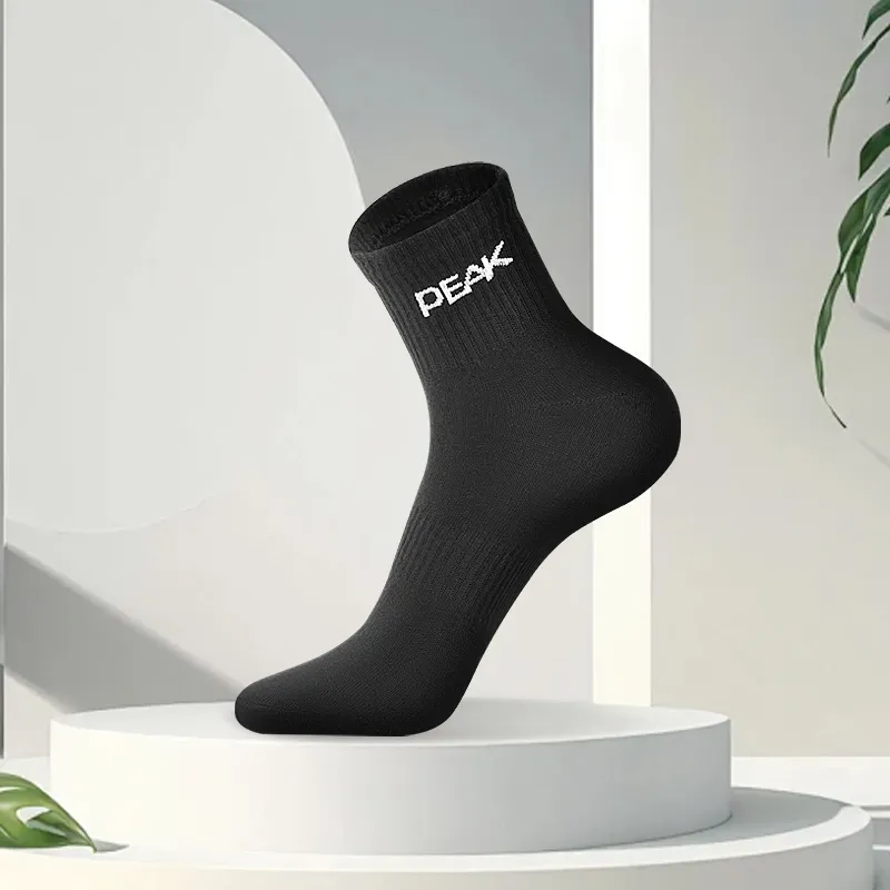 PEAK Mid-Calf Socks Unisex Combo Set Black White Gray-38
