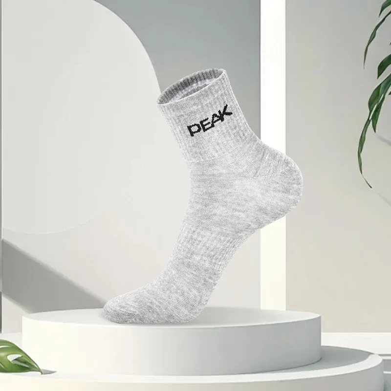 PEAK Mid-Calf Socks Unisex Combo Set Black White Gray-11