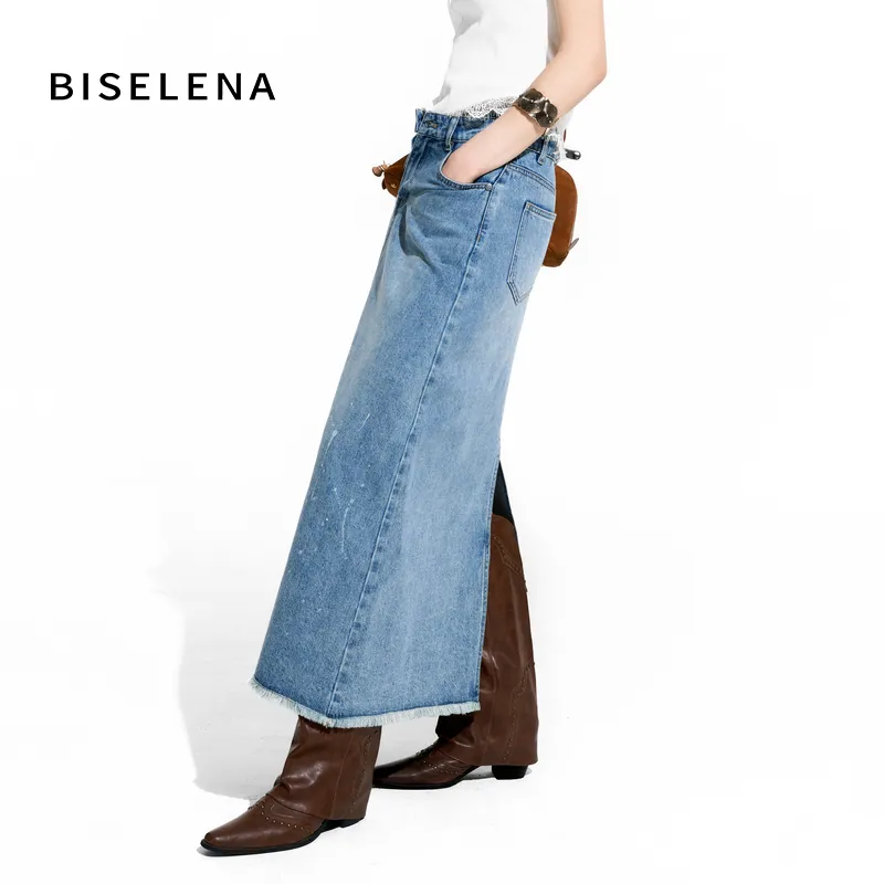 Bethine Denim Long Skirt Women's Denim Blue-3