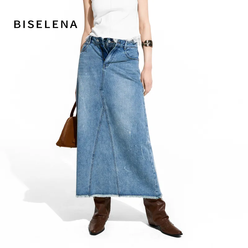 Bethine Denim Long Skirt Women's Denim Blue-2