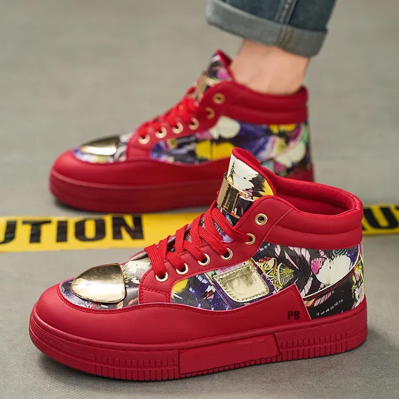 POLAR BEAR Slip-Resistant Waterproof And Breathable High-Top Casual Shoes Unisex Red-1