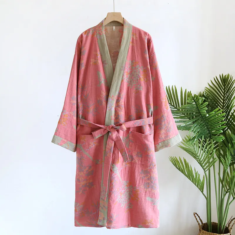 ALPLUME Bath Robes Women's Pink Green With The Fragrance Of Birds And Flowers-1