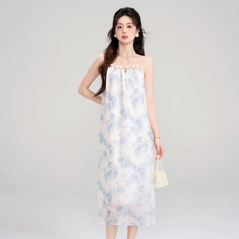 Emodues Slip Dress Women's Blue-5