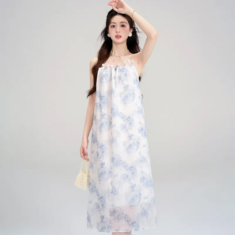 Emodues Slip Dress Women's Blue-8