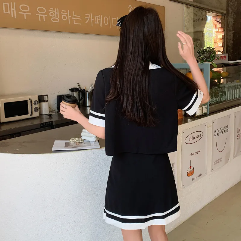Emodues Skirt Set Women's Black-2